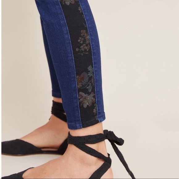Pilcro Ultra Hi Rise Floral Contrast Skinny Jeans - Picture 9 of 14